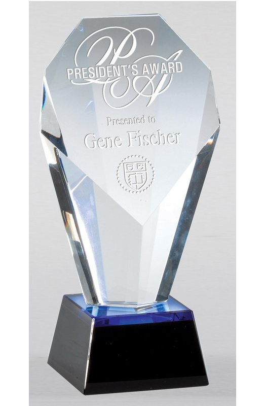 Crystal recognition award with slant face.