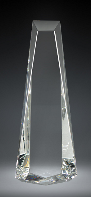 Crystal obelisk recognition award.