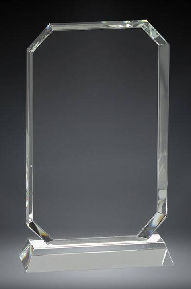 Rectangle shape crystal award.