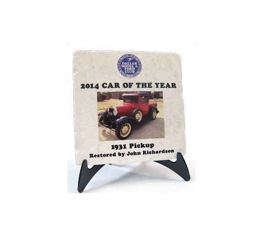 Custom award made with tumbled marble.