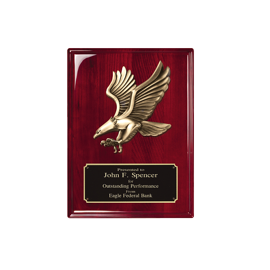 Rosewood piano finish eagle landing recognition/award plaque.