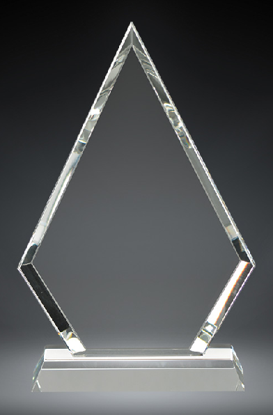 Fiamond shaped crystal award.