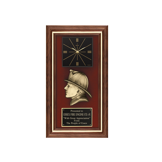 Fire fighter clock retirement award plaque.