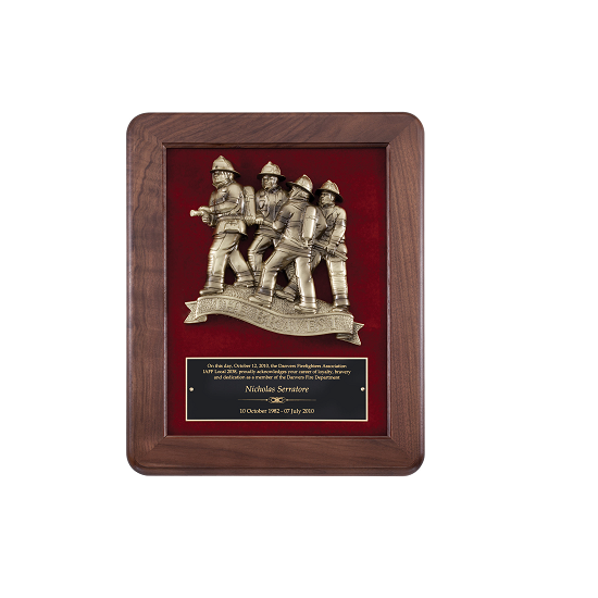 Fire fighter group retirement plaque.