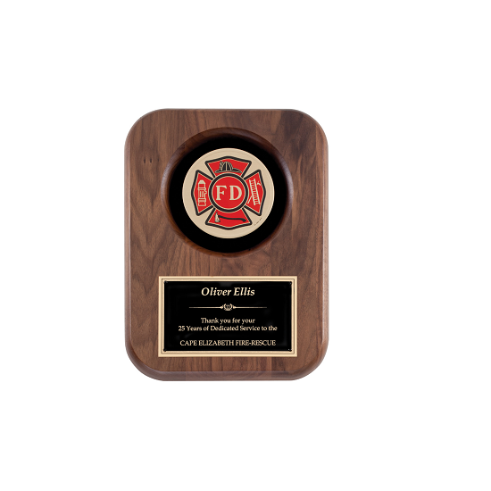 Fire fighter retirement award plaque.