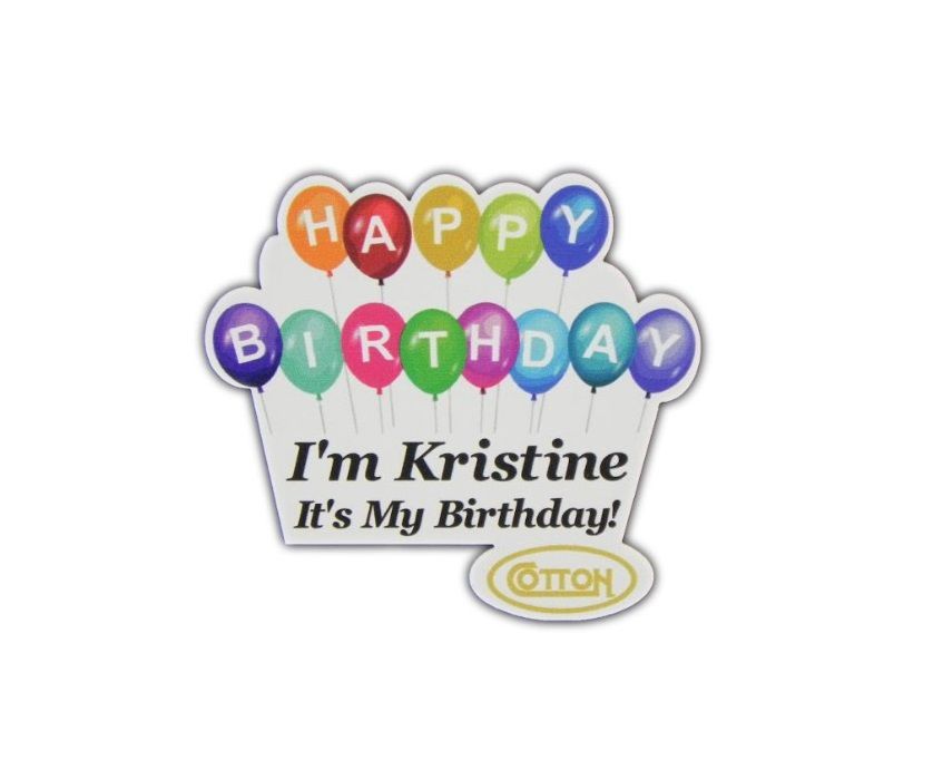 Birthday party cutout shaped name badge.