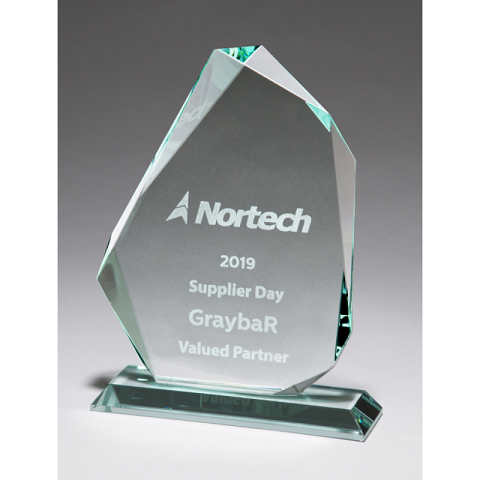 Jade iceberg glass recognition award.