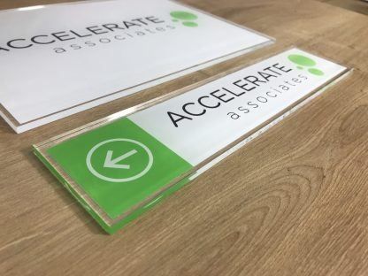 Acrylic corporate way-finding/direction office signs.