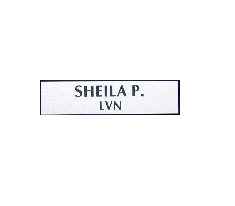 Laser engraved nurse name badge.