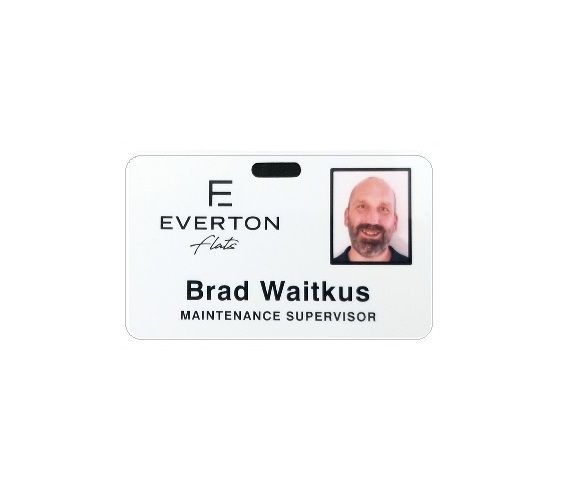 Maintenance photo ID badge with snap together clip.