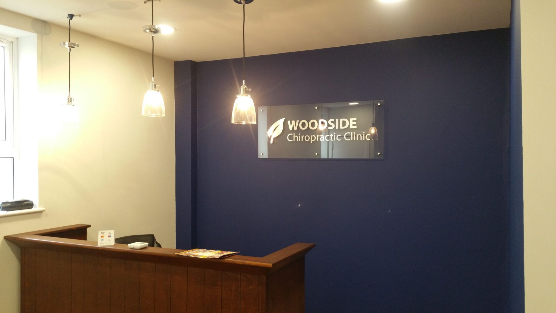 Vinyl on glass reception sign.