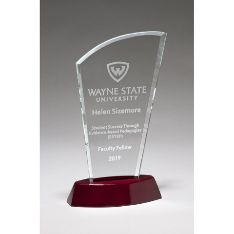 Sail series clear glass award.