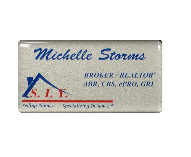 Domed thermal printed name badge, for a real estate firm.