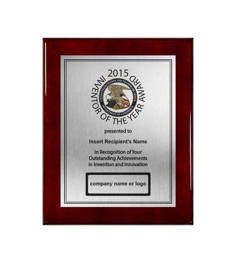 Rosewood piano finish sublimated brushed aluminum plaque.