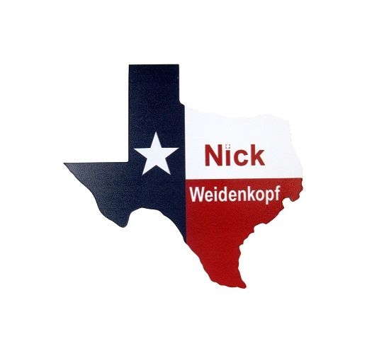 Texas shaped name badge.