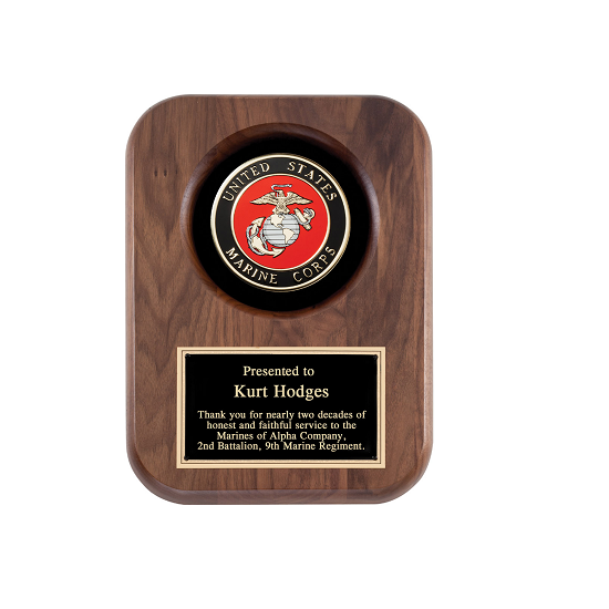 US Marine Corps retirement award plaque.