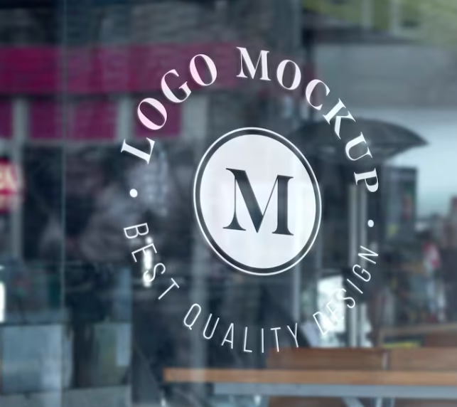 Vinyl logo example on exterior glass.