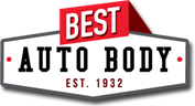 Best Auto Body logo with red banner, black text, and &ldquo;Est. 1932&rdquo; in gray and red