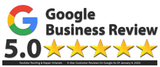 A google business review logo with five stars on it
