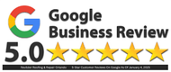 A google business review logo with five stars on it