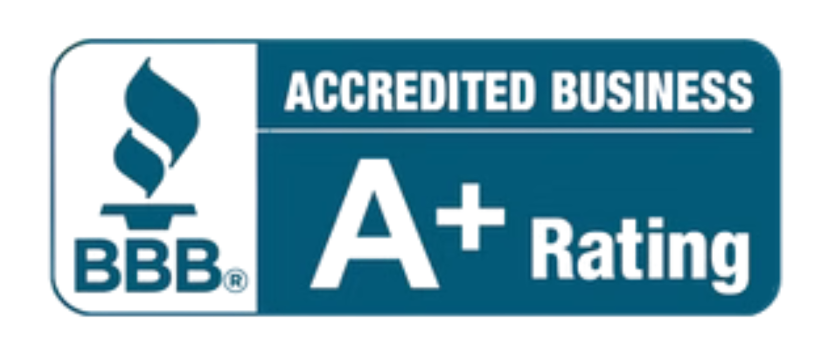 A blue sign that says accredited business on it