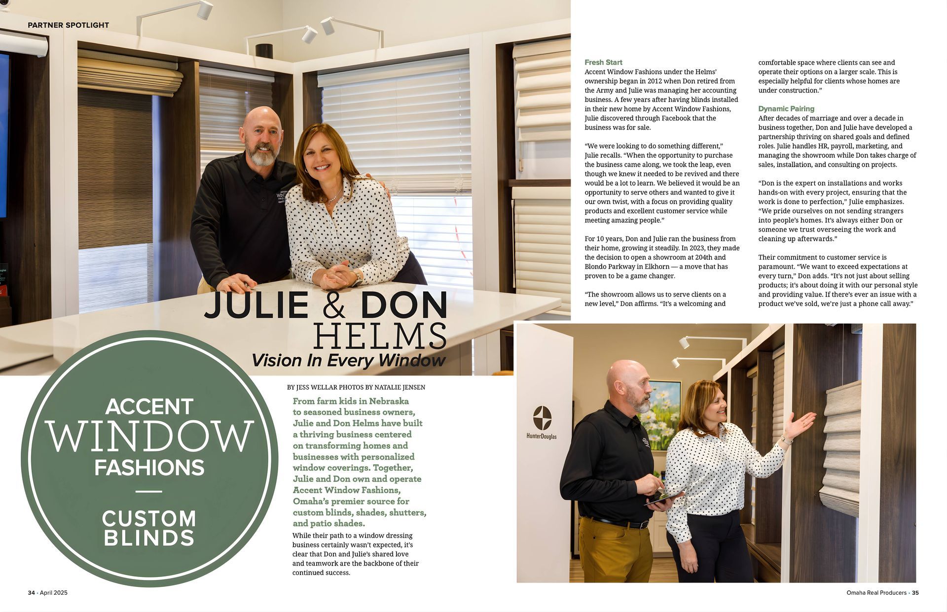 Page 1 of Real Producers Magazine Article featuring Accent Window Fashions