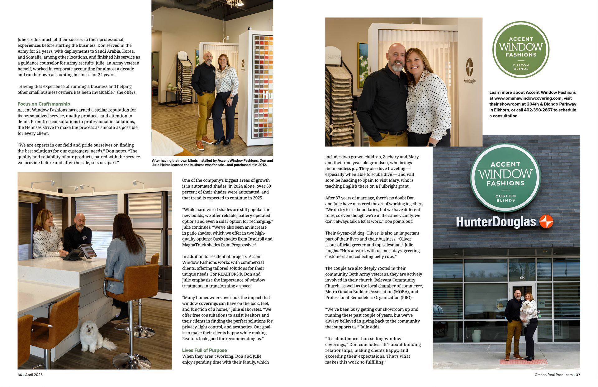 Page 2 of Real Producers Magazine Article featuring Accent Window Fashions