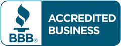 A BBB logo that says accredited business on it