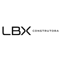 Logotipo da LBX Construtora: texto preto sobre fundo branco. 