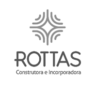 Logo for Rottas Construtora e Incorporadora, featuring an abstract geometric shape above the company name.