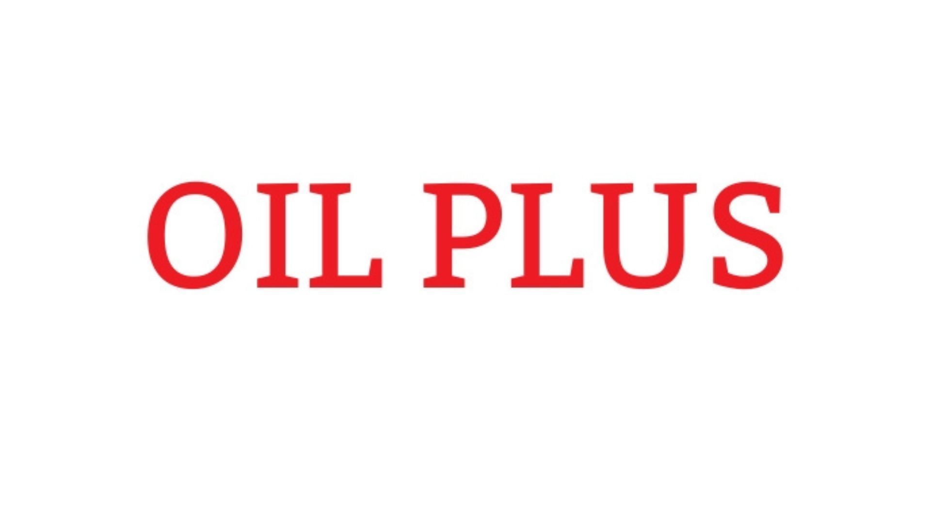 The logo for oil plus is red on a white background.