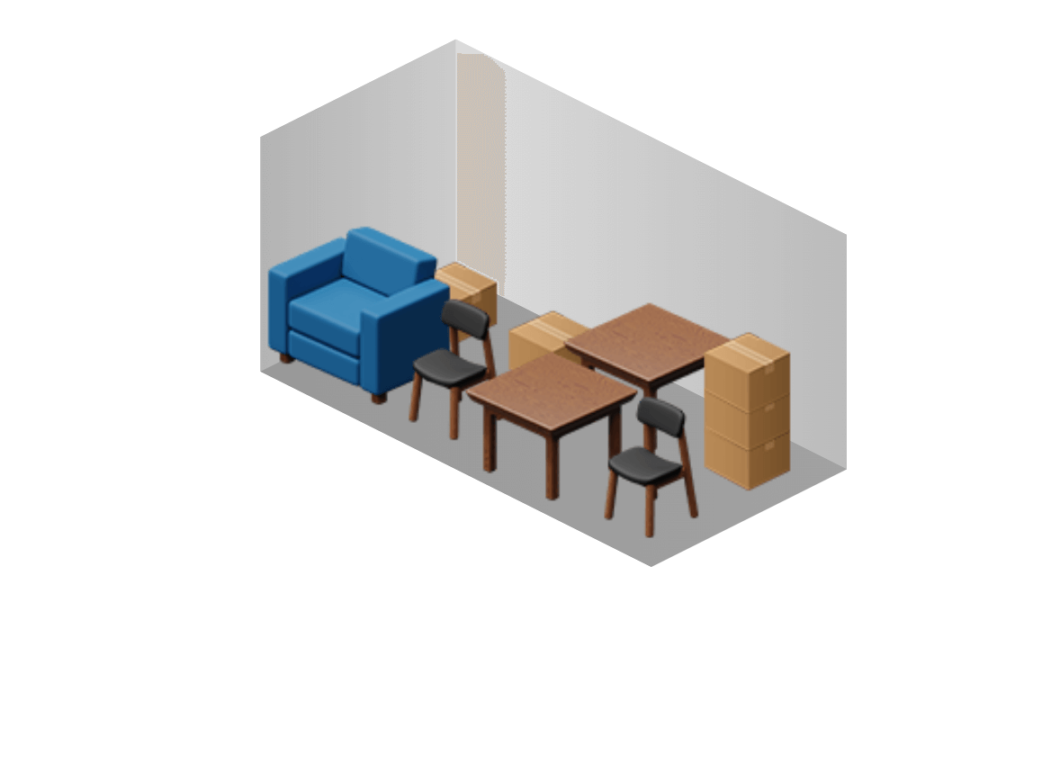 An animated layout of a storage unit