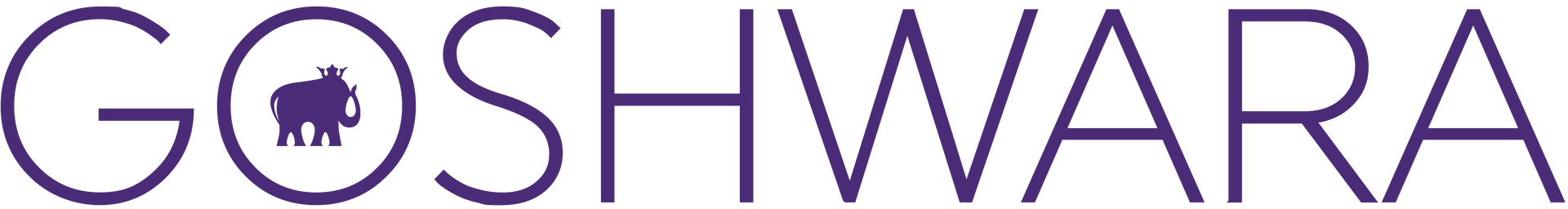 GOSHWRA logo, purple text. The letter 
