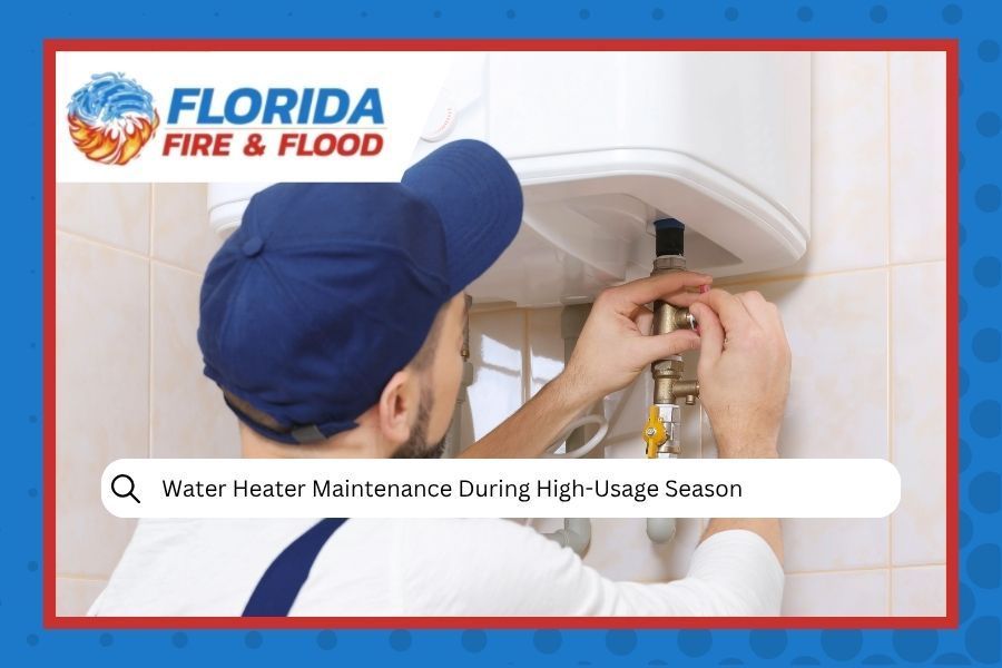 A person in a blue cap working on a water heater, with