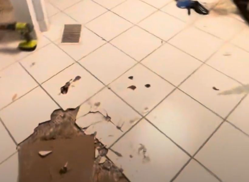 flood damage - affected tile flooring