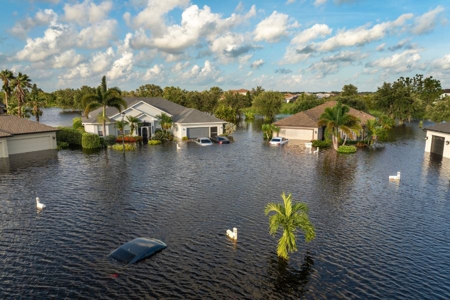 Flood damage in Central Florida home after hurricane