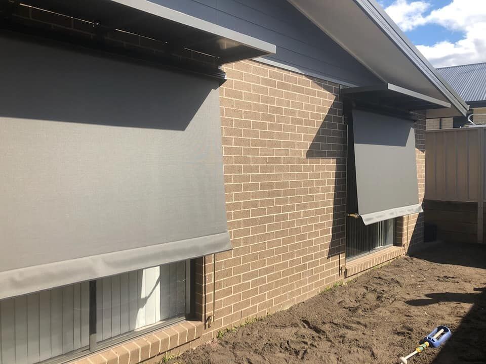 gray straight drop veranda awnings