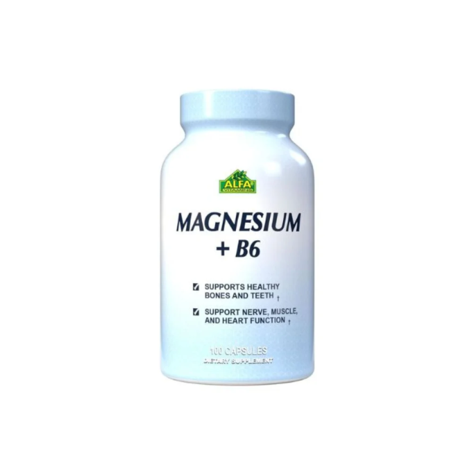 Magnesio Plus Vitamina B-6 500 mg 100 cápsulas Alfa Vitamins