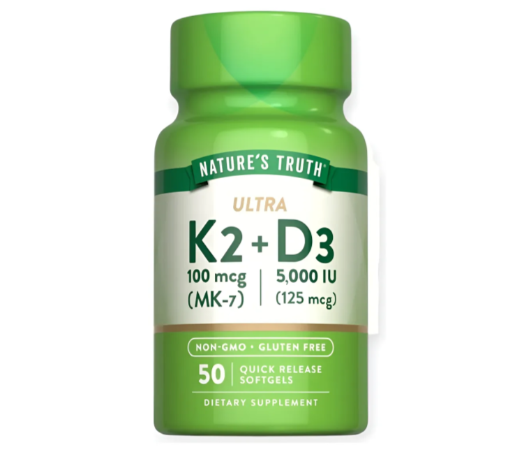 Vitamina Ultra K2 + Mk-7 + D3 - 50 Softgels - Nature's Truth