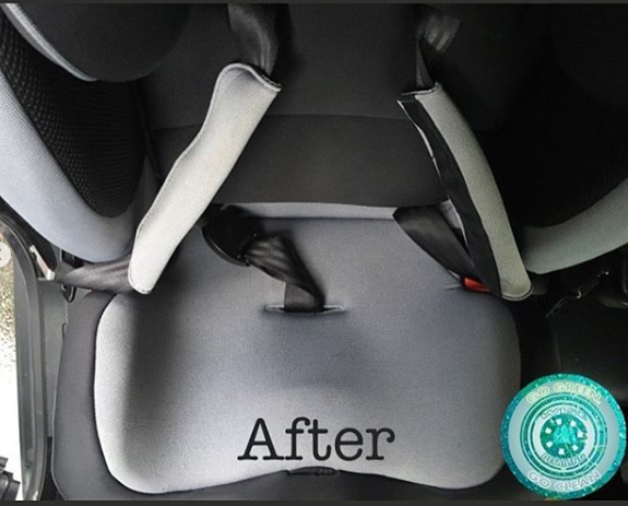 A car seat with the word after on it