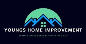 Young's Home Improvement LLC logo with house roofs and black-red tools