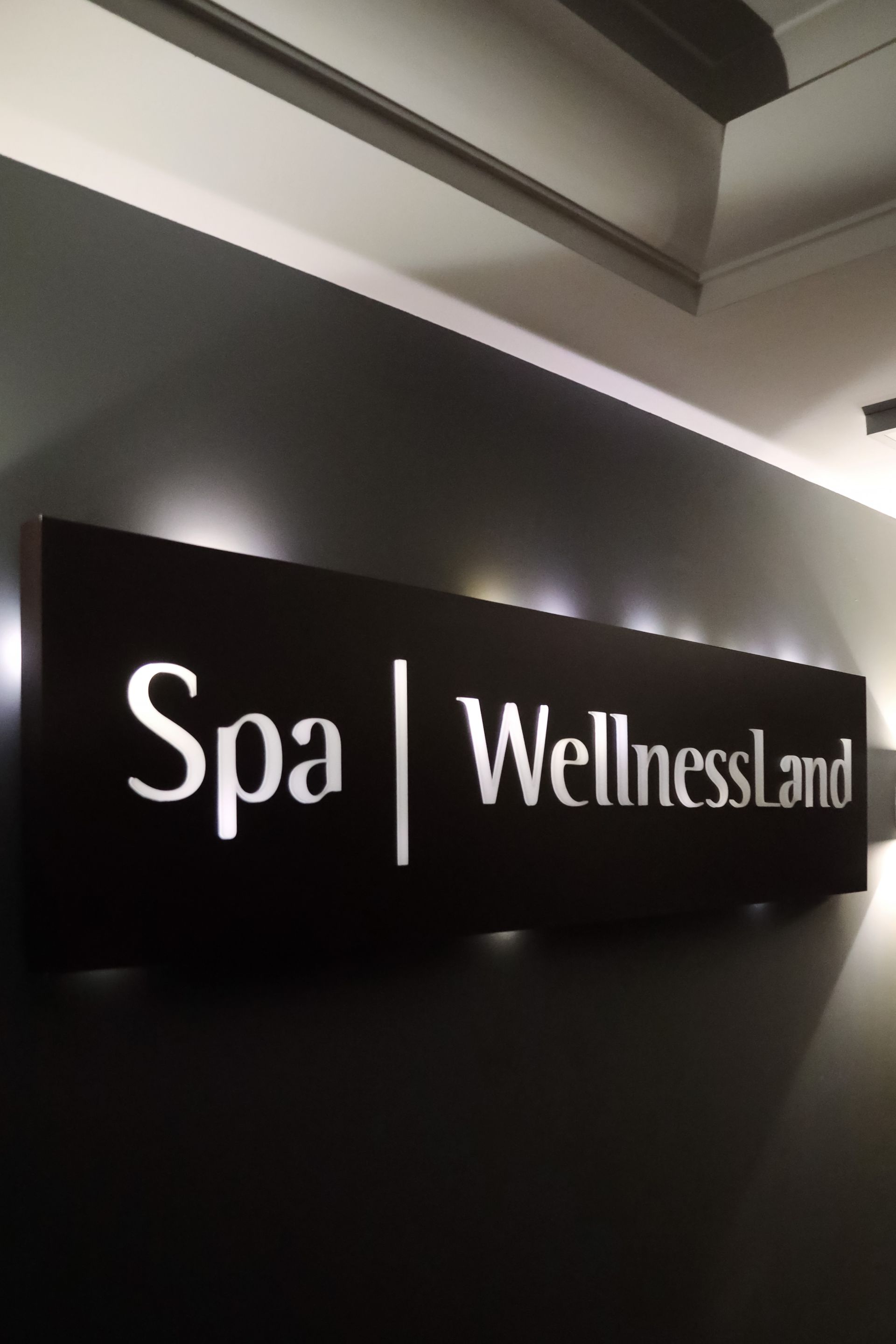 a sign that says spa wellnessland on it