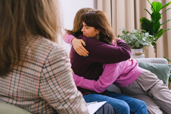 Couple Hugging after Therapy Session