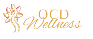 Logo for OCD Wellness with flower icon and text in gold.