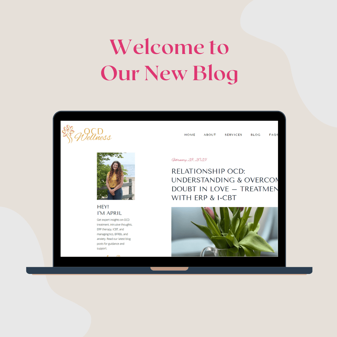 Laptop screen shows a blog, with title