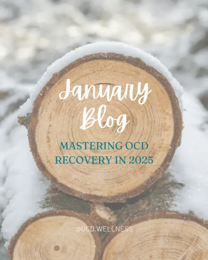 January blog graphic: log with snow, title 