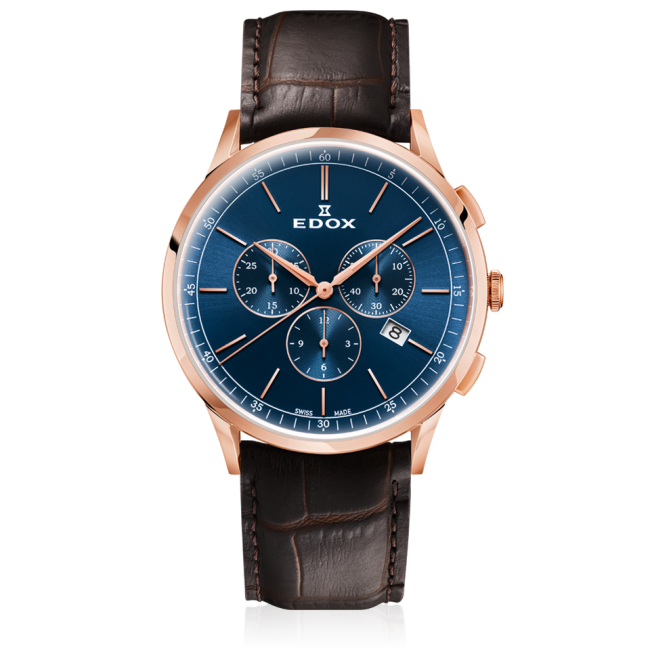 Edox Watch With Blue Face And Leather Band — Watch Shop on the Sunshine Coast