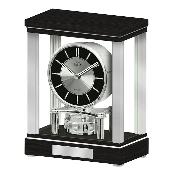 Silver And Black Mantle Clock — Watch Shop on the Sunshine Coast