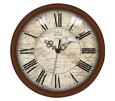 Wall Clock With World Map Background And Roman Numerals r — Watch Shop on the Sunshine Coast