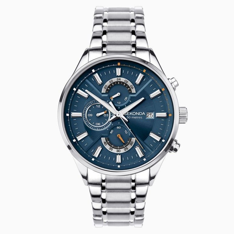 Sekonda Silver Watch With Navy Blue Face — Watch Shop in Mooloolaba, QLD